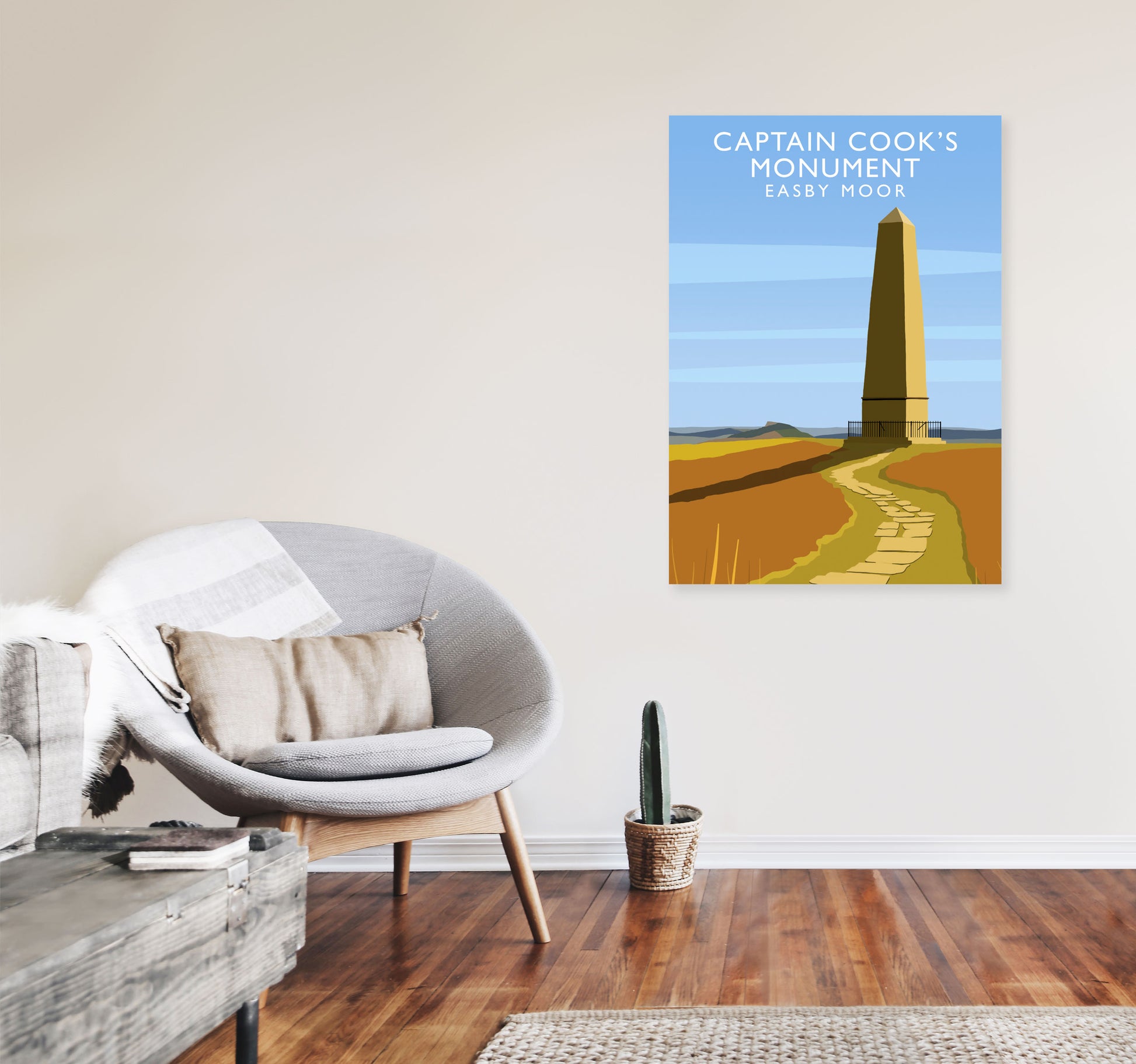 Captain Cooks Monument (Portrait) by Richard O'Neill A1 Black Frame