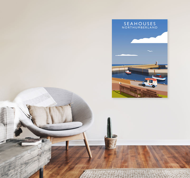 Seahouses (Portrait) by Richard O'Neill A1 Black Frame
