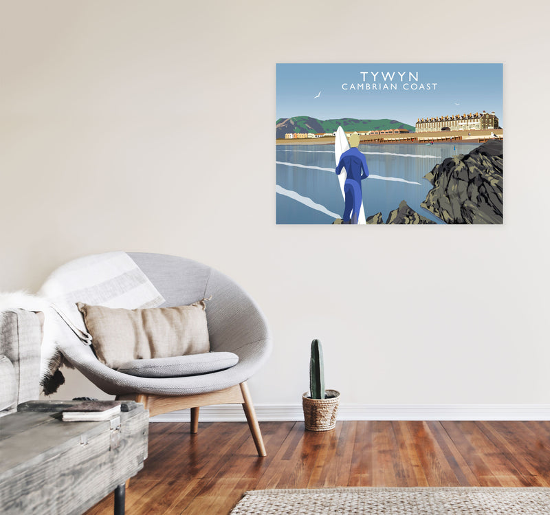 Tywyn Cambrian Coast Framed Digital Art Print by Richard O'Neill A1 Black Frame