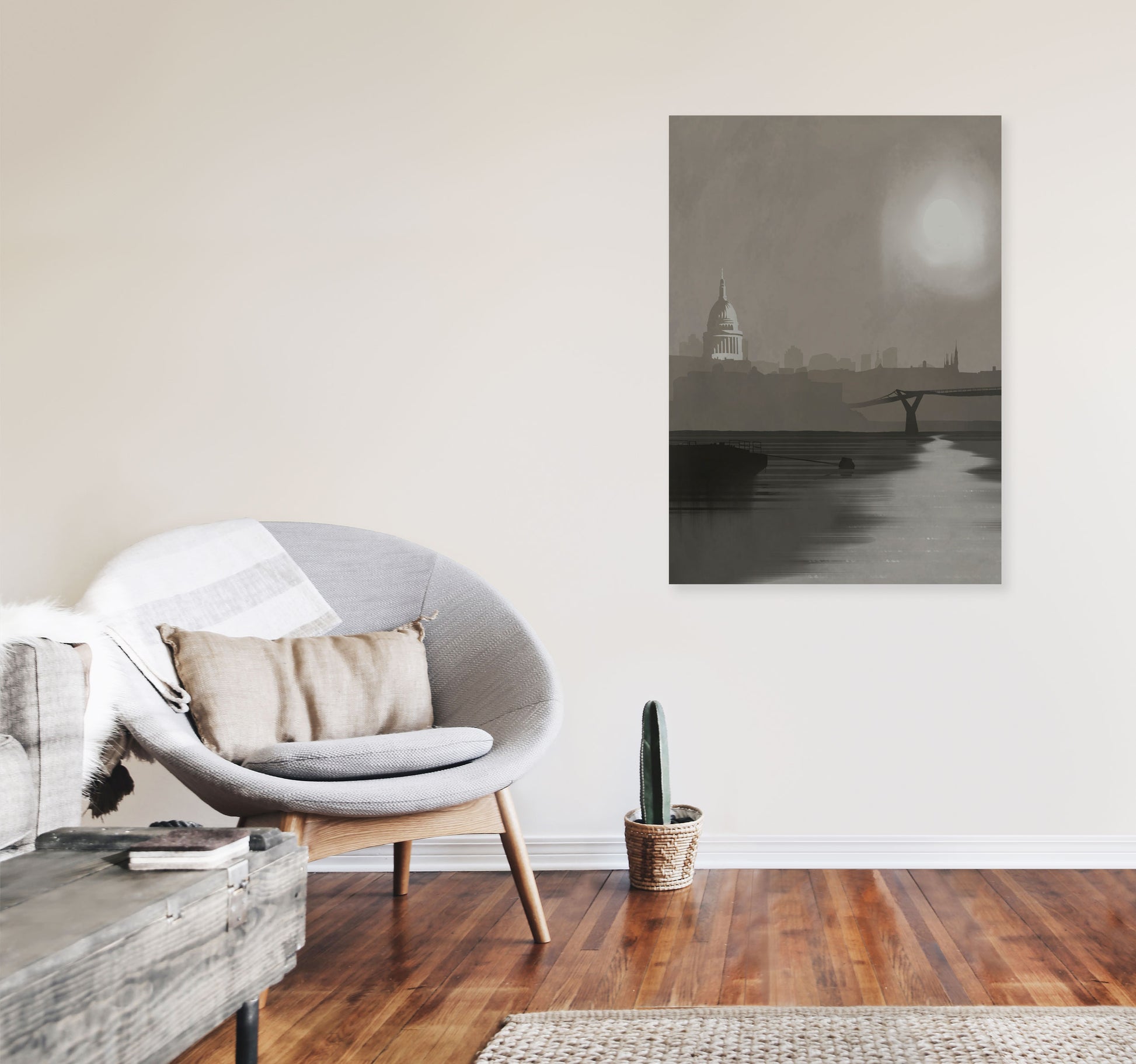 St. Paul's In Fog Travel Art Print by Richard O'Neill, Framed Wall Art A1 Black Frame