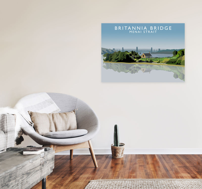 Britannia Bridge Art Print by Richard O'Neill A1 Black Frame