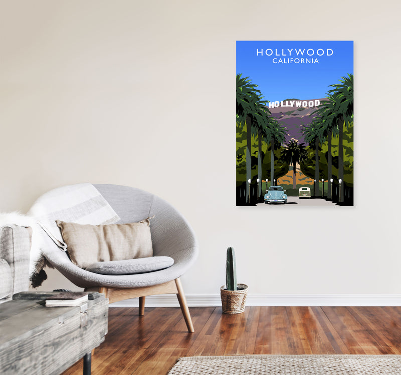 Hollywood California Travel Art Print by Richard O'Neill, Framed Wall Art A1 Black Frame