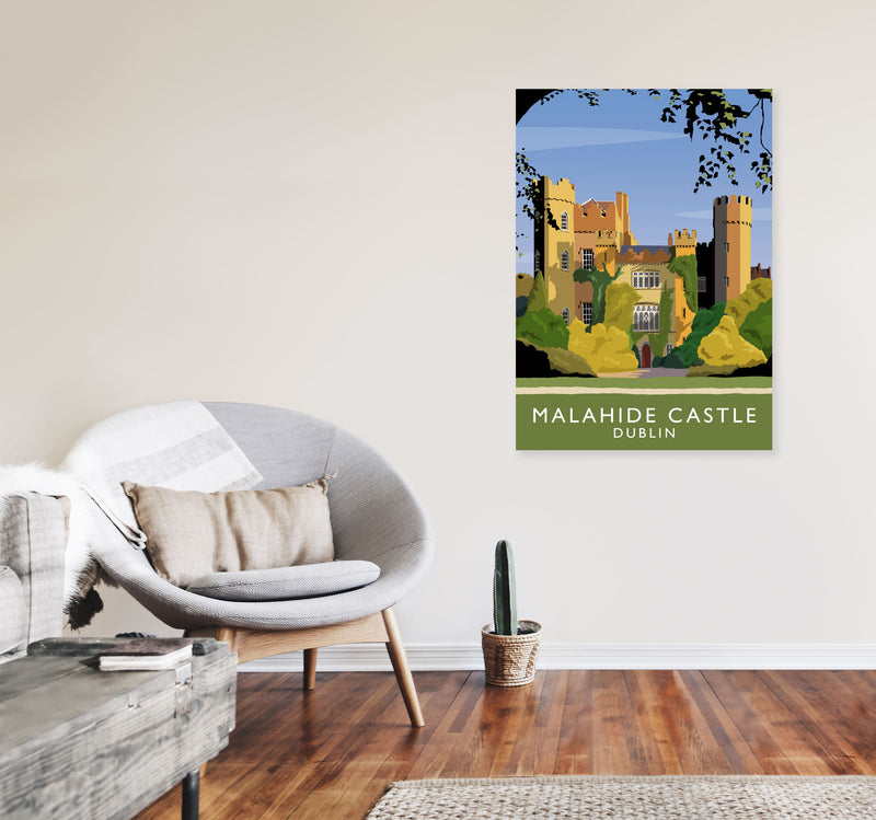Malahide Castle Dublin Travel Art Print by Richard O'Neill, Framed Wall Art A1 Black Frame