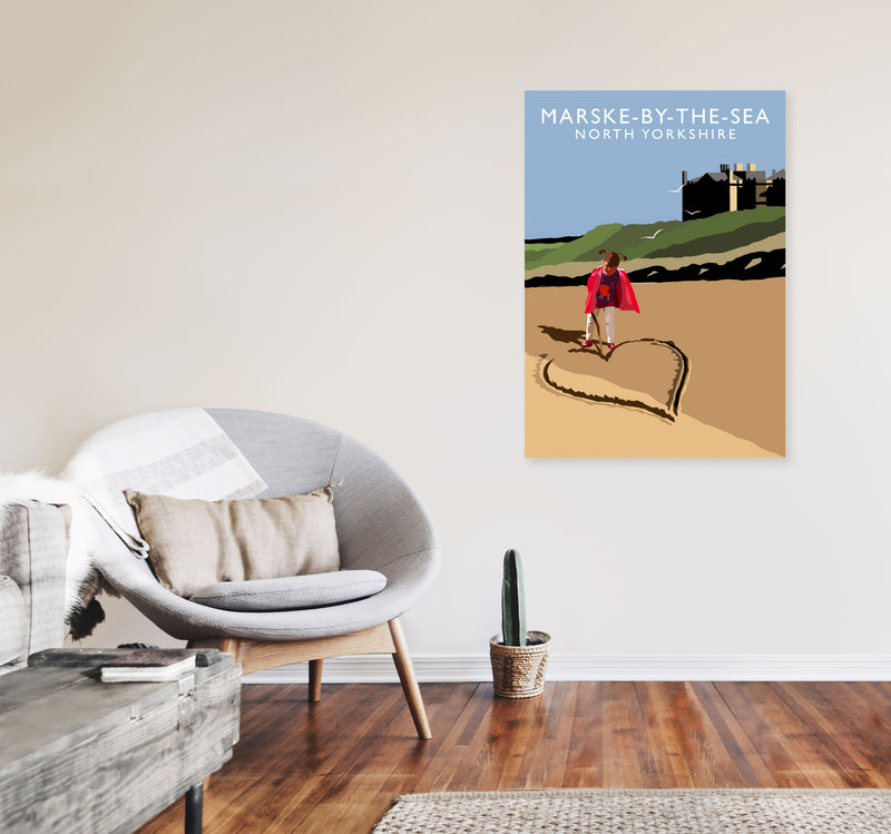 Marske-By-The-Sea North Yorkshire Travel Art Print by Richard O'Neill A1 Black Frame