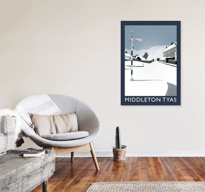 Middleton Tyas Travel Art Print by Richard O'Neill, Framed Wall Art A1 Black Frame