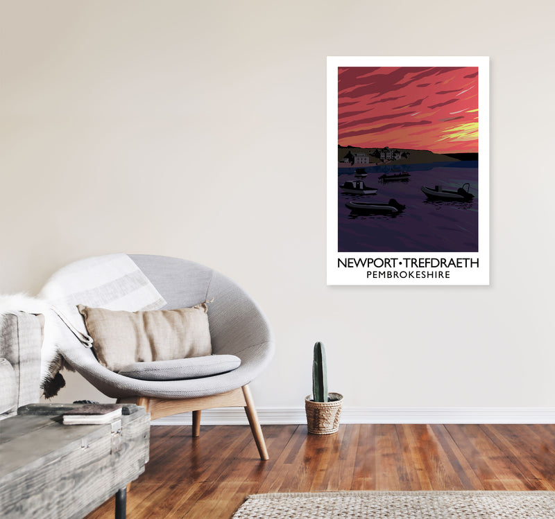 Newport Trefdraeth Pembrokeshire Travel Art Print by Richard O'Neill A1 Black Frame