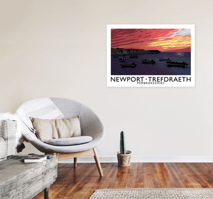 Newport Trefdraeth Pembrokeshire Travel Art Print by Richard O'Neill A1 Black Frame