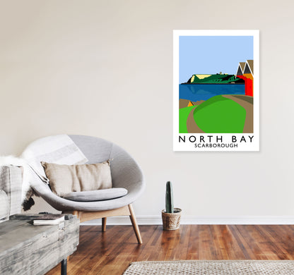 North Bay Scarborough Travel Art Print by Richard O'Neill, Framed Wall Art A1 Black Frame
