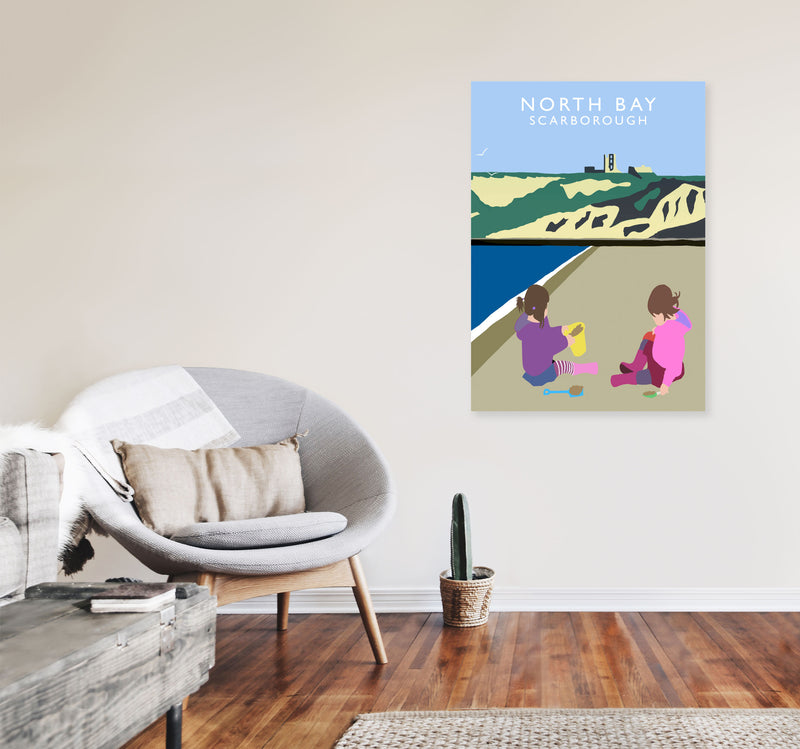 North Bay Scarborough Travel Art Print by Richard O'Neill, Framed Wall Art A1 Black Frame