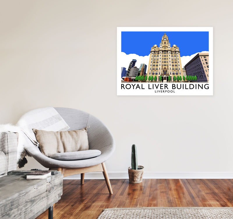 Royal Liver Building Liverpool Travel Art Print by Richard O'Neill A1 Black Frame