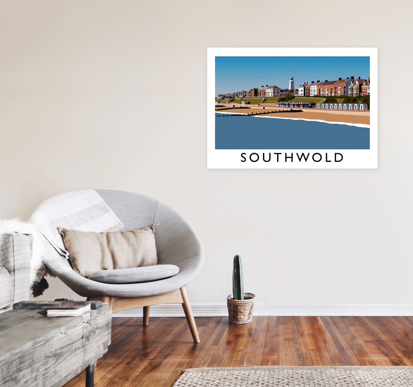 Southwold Framed Digital Art Print by Richard O'Neill A1 Black Frame