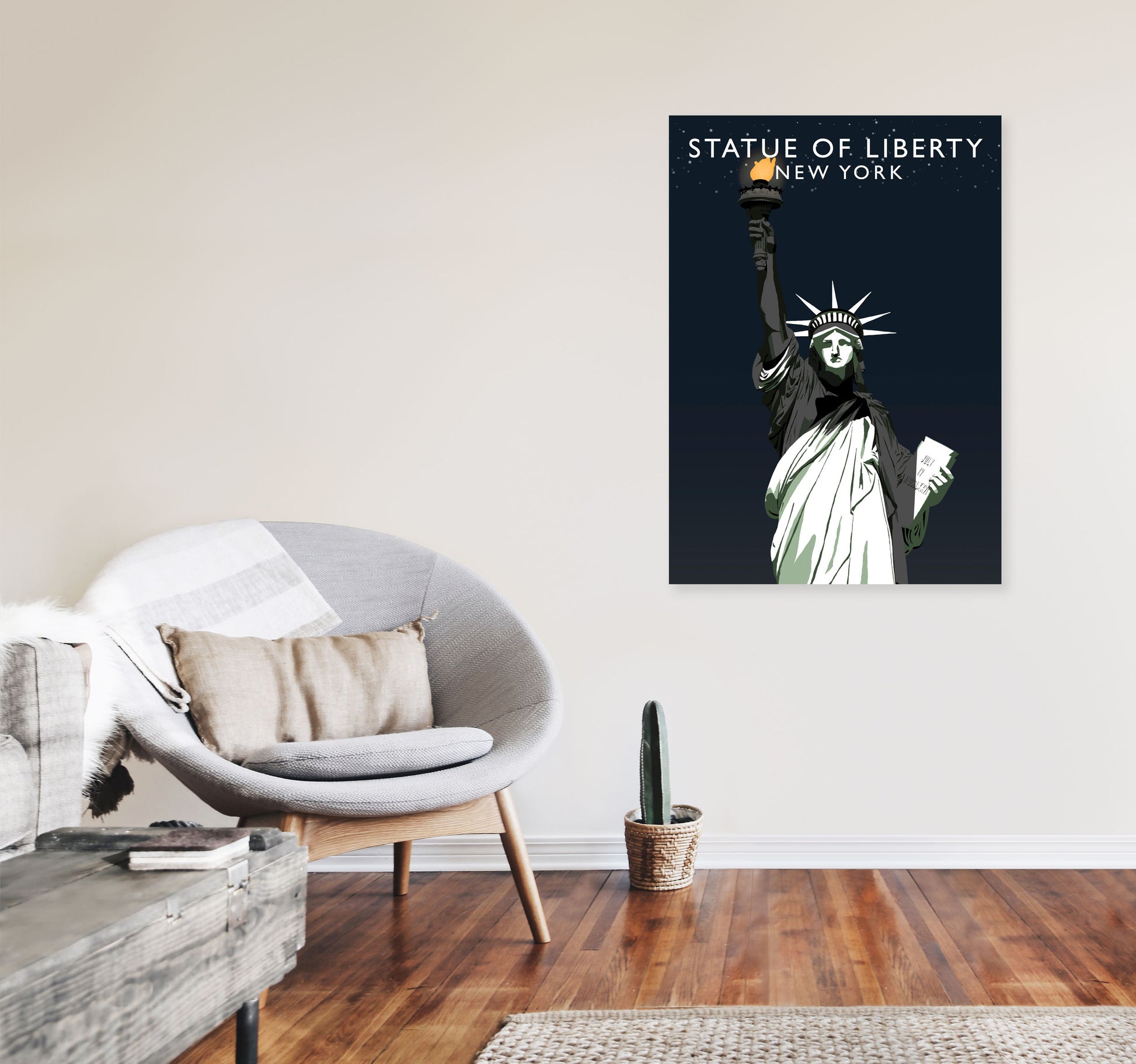 Statue of Liberty New York Art Print by Richard O'Neill A1 Black Frame