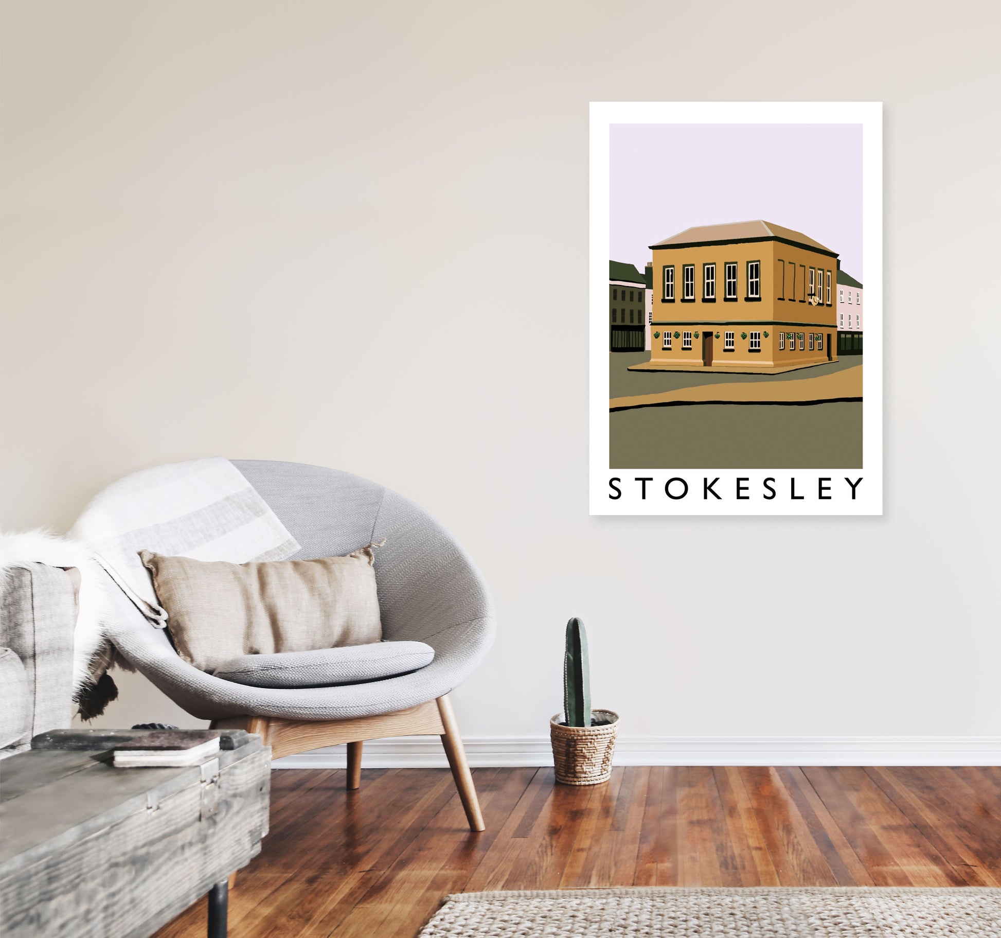 Stokesley Travel Art Print by Richard O'Neill, Framed Wall Art A1 Black Frame
