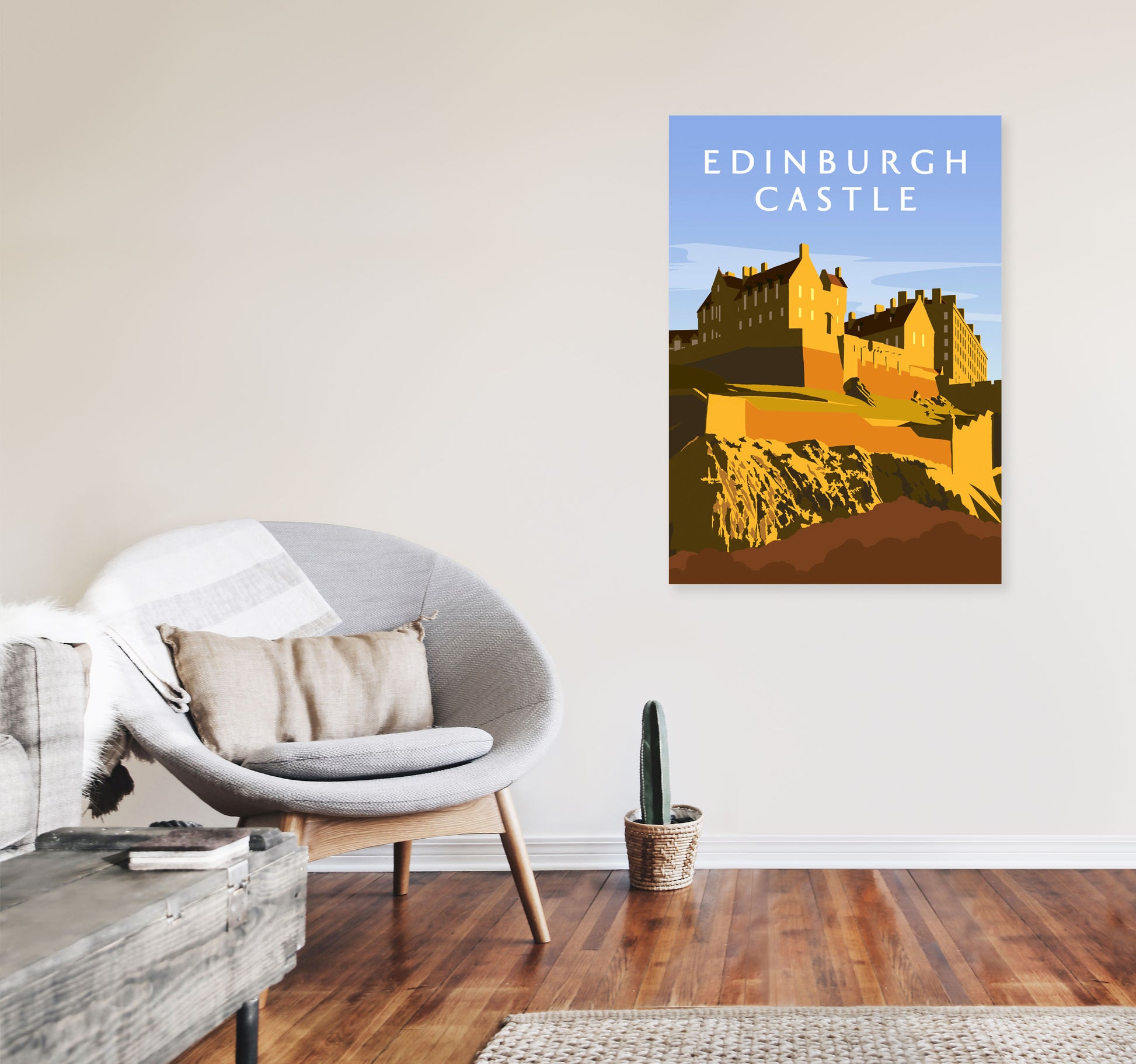 Edinburgh Castle Portrait by Richard O'Neill A1 Black Frame