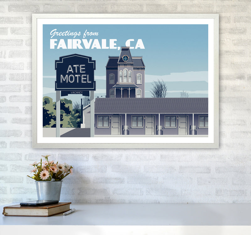 Bates Motel Day Art Print by Richard O'Neill A1 Oak Frame