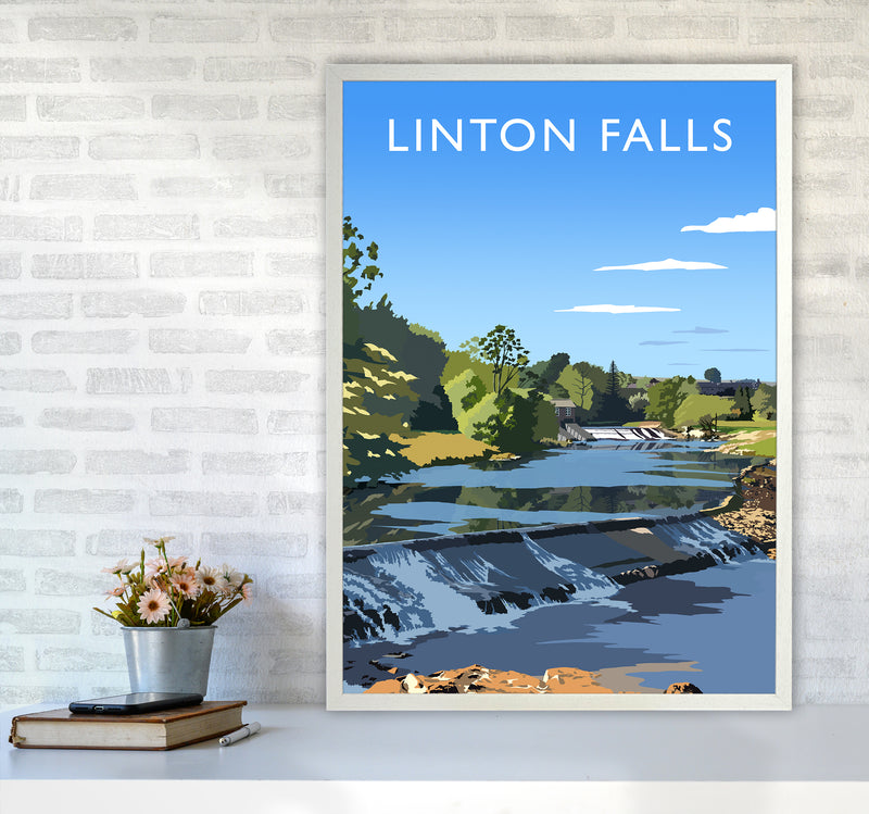 Linton Falls portrait Travel Art Print by Richard O'Neill A1 Oak Frame