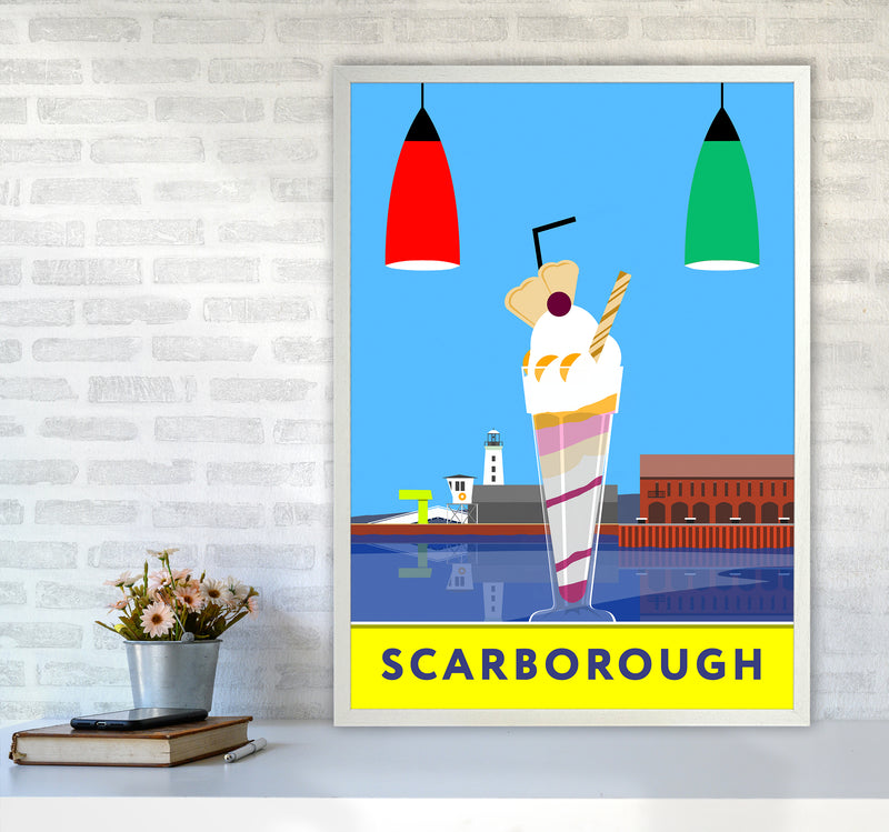 Icecream at Scarborough Travel Art Print by Richard O'Neill A1 Oak Frame
