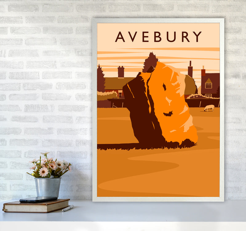 Avebury portrait Travel Art Print by Richard O'Neill A1 Oak Frame