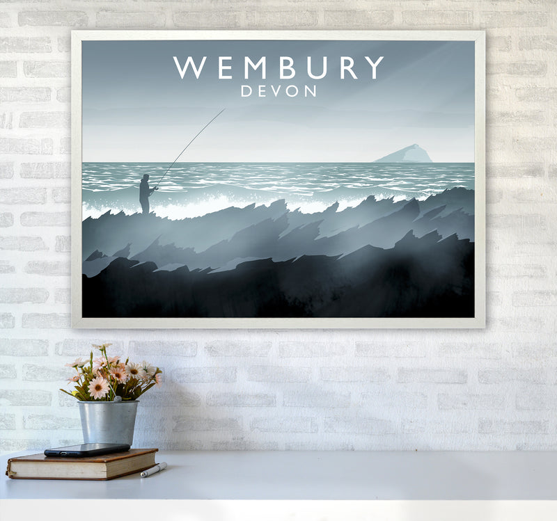 Wembury Travel Art Print by Richard O'Neill A1 Oak Frame