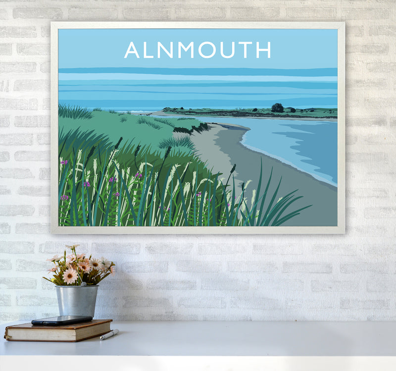 Alnmouth Travel Art Print by Richard O'Neill A1 Oak Frame