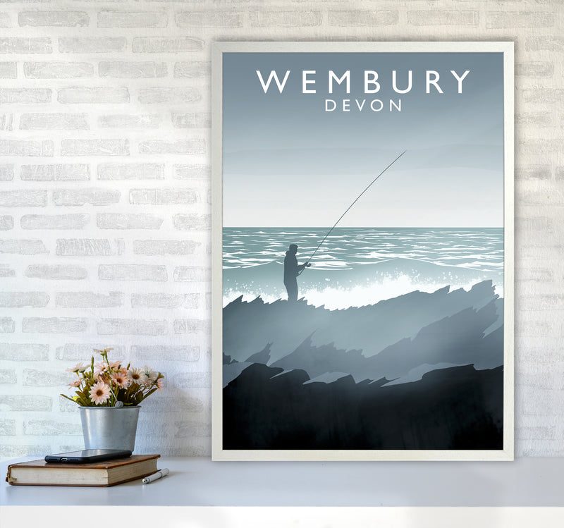 Wembury portrait Travel Art Print by Richard O'Neill A1 Oak Frame