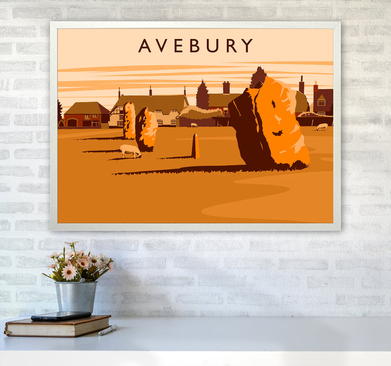 Avebury Travel Art Print by Richard O'Neill A1 Oak Frame