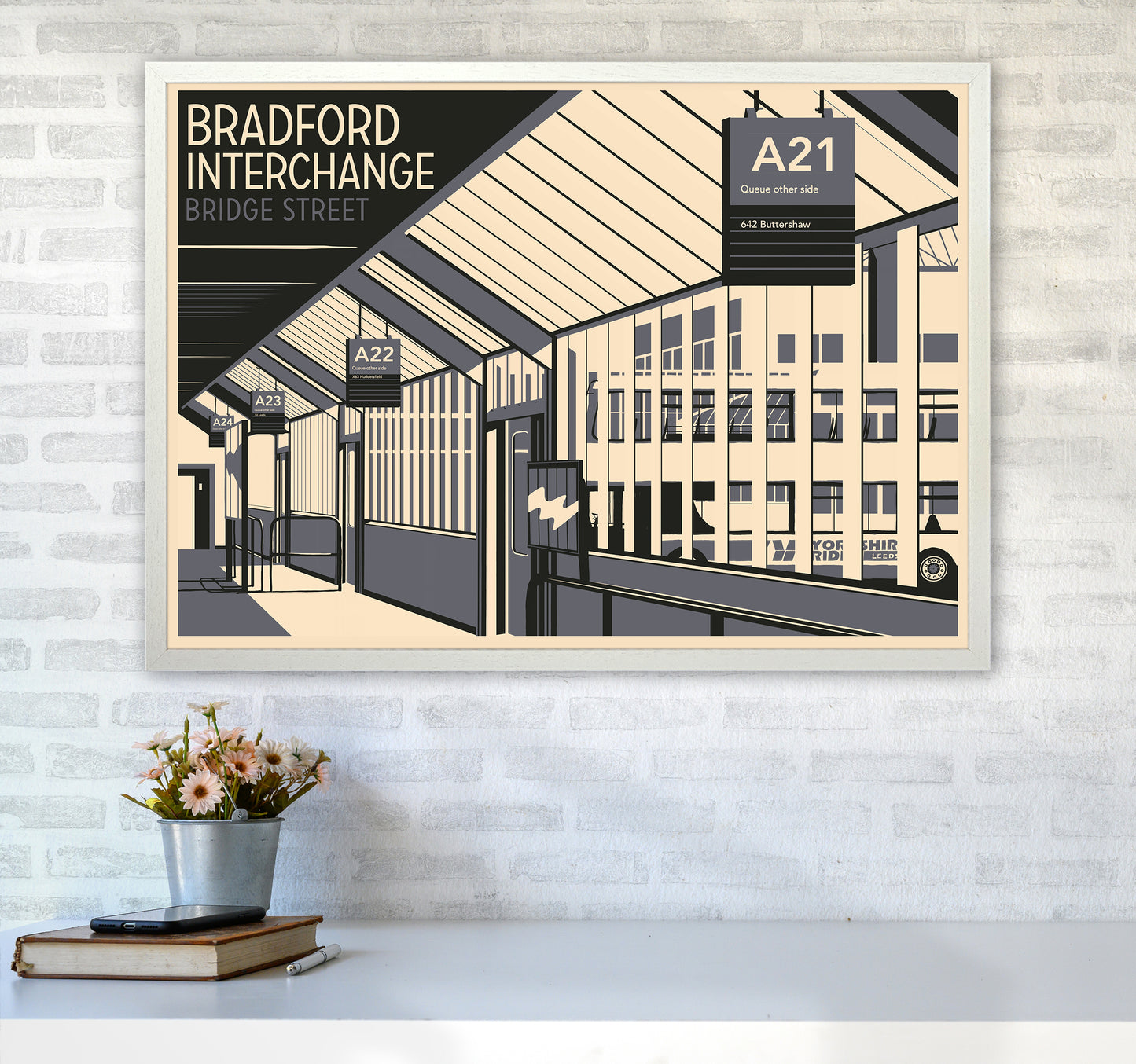 Bradford Interchange, Bridge Street Travel Art Print by Richard O'Neill A1 Oak Frame