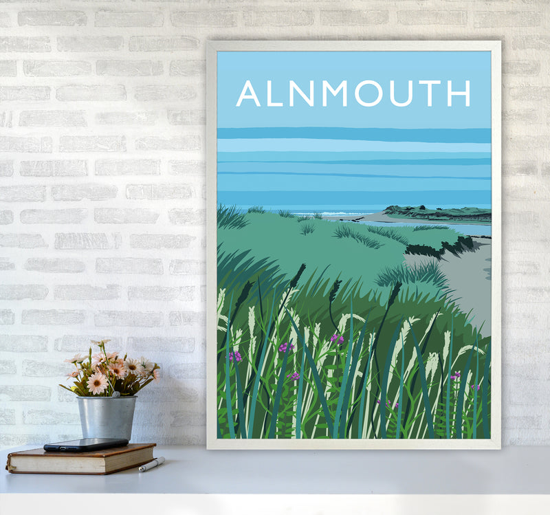 Alnmouth portrait Travel Art Print by Richard O'Neill A1 Oak Frame