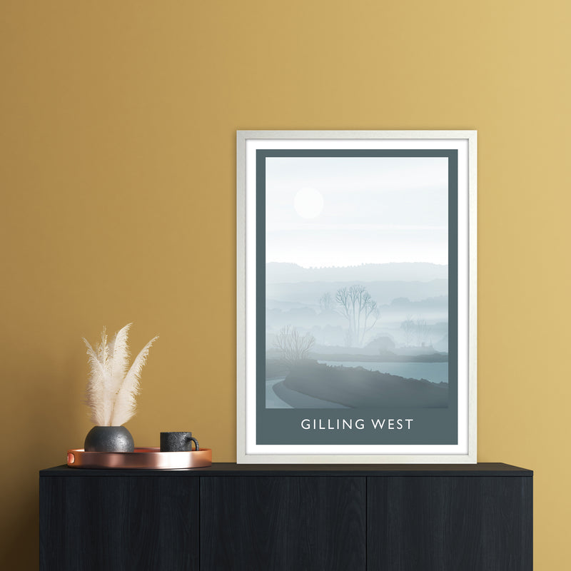 Gilling West (Winter) Portrait Travel Art Print by Richard O'Neill A1 Oak Frame