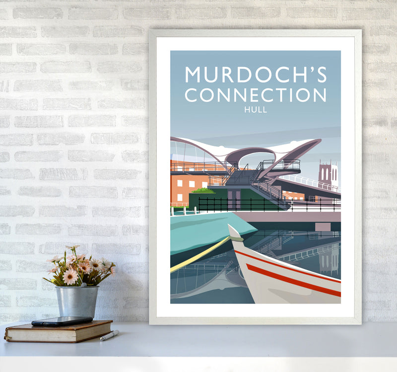Murdoch's Connection portrait Travel Art Print by Richard O'Neill A1 Oak Frame