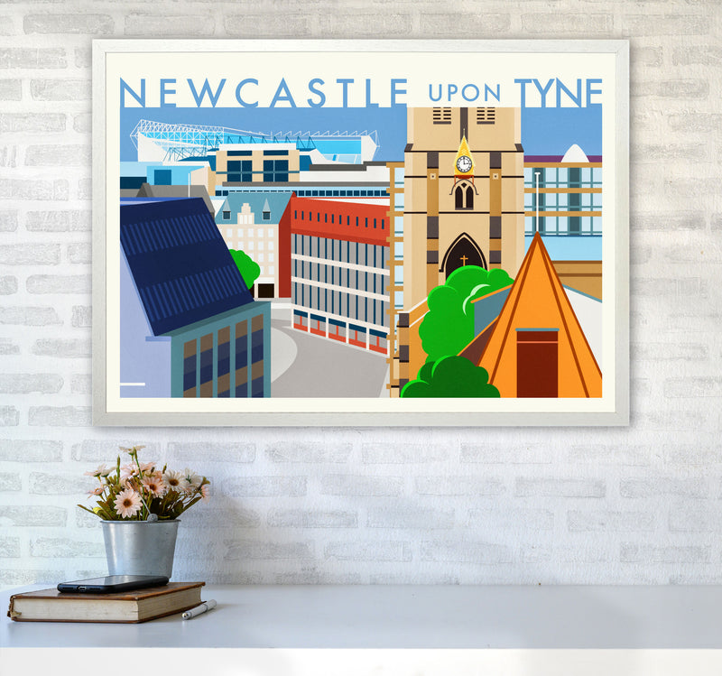 Newcastle upon Tyne 2 (Day) landscape Travel Art Print by Richard O'Neill A1 Oak Frame