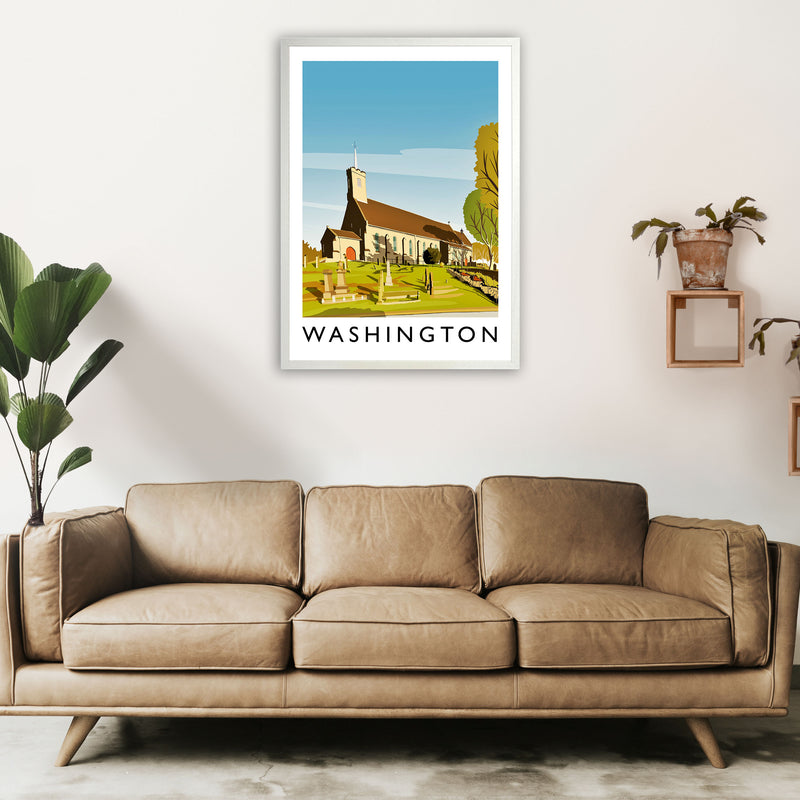 Washington Portrait Travel Art Print by Richard O'Neill A1 Oak Frame