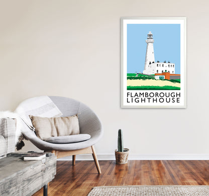 Flamborough Lighthouse Framed Digital Art Print by Richard O'Neill A1 Oak Frame