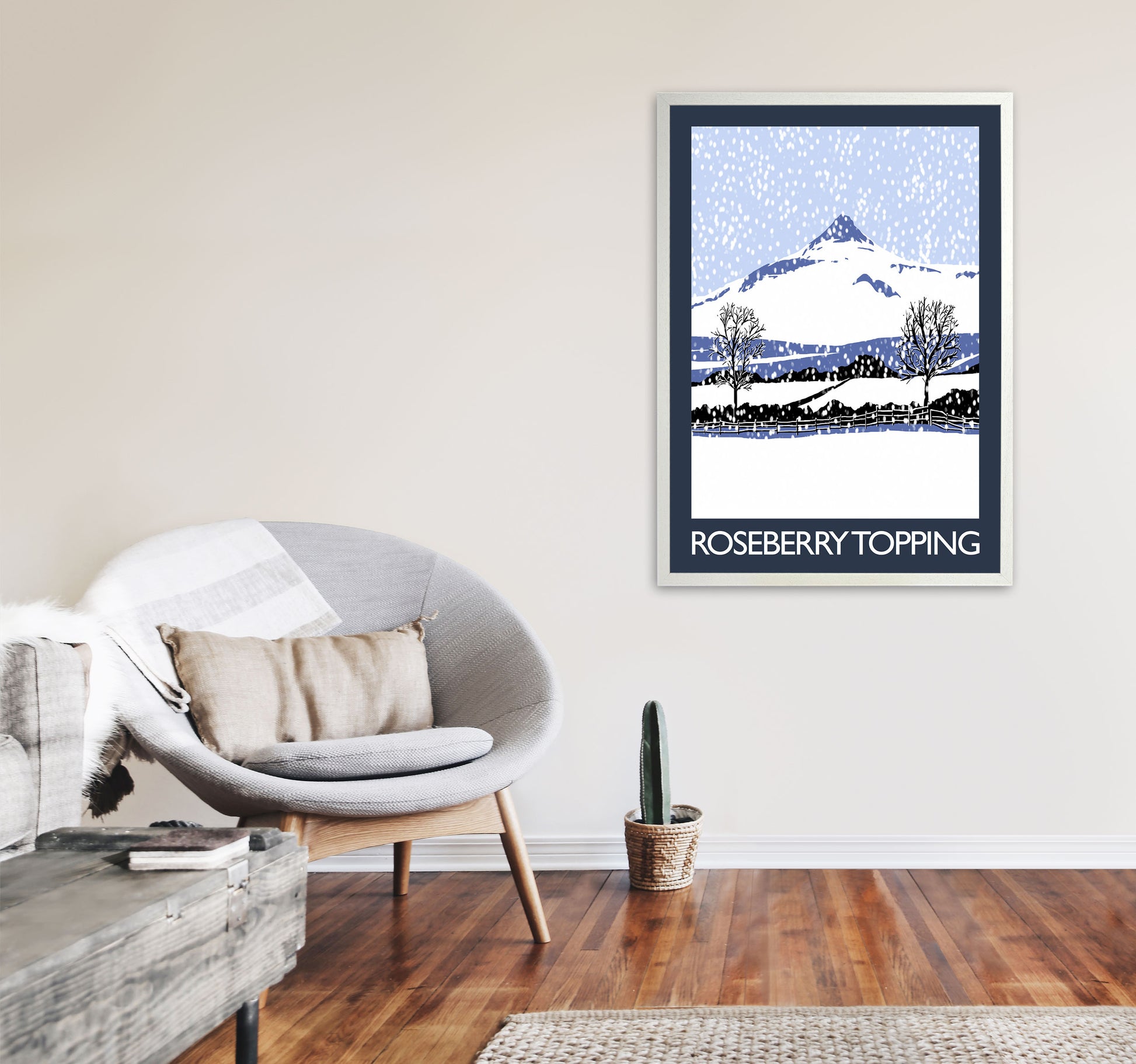 Roseberry Topping Art Print by Richard O'Neill A1 Oak Frame