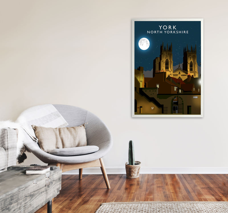 York by Richard O'Neill Yorkshire Art Print, Vintage Travel Poster A1 Oak Frame