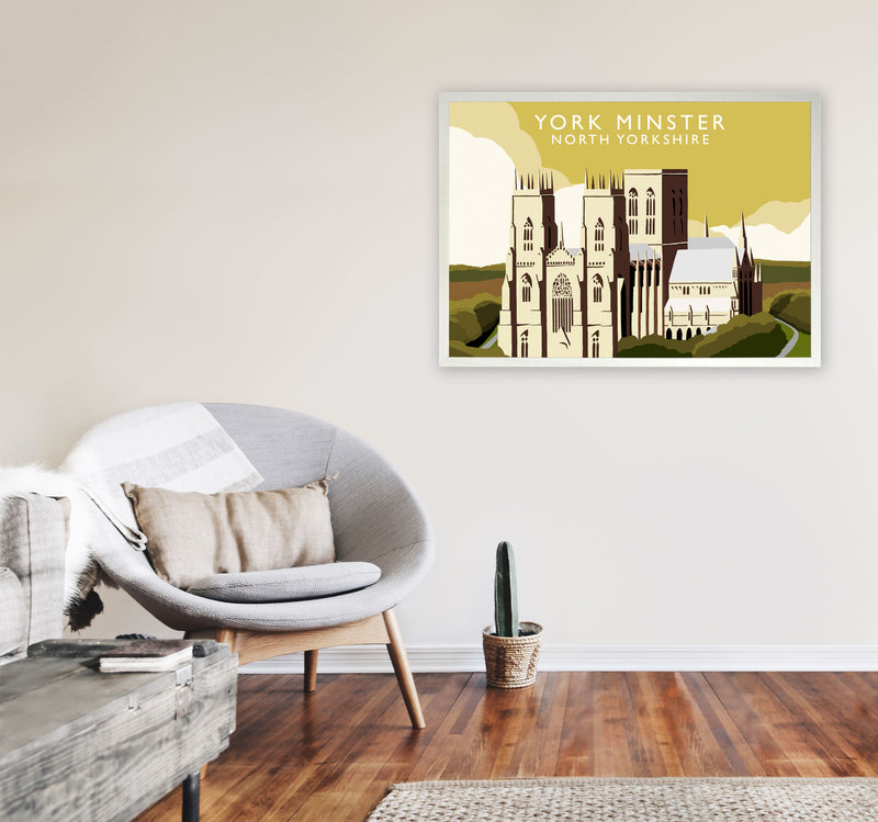 York Minster by Richard O'Neill Yorkshire Art Print, Vintage Travel Poster A1 Oak Frame