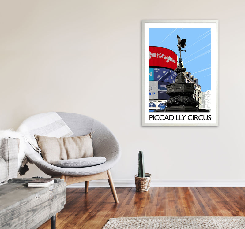 Piccadilly Circus London Art Print by Richard O'Neill A1 Oak Frame