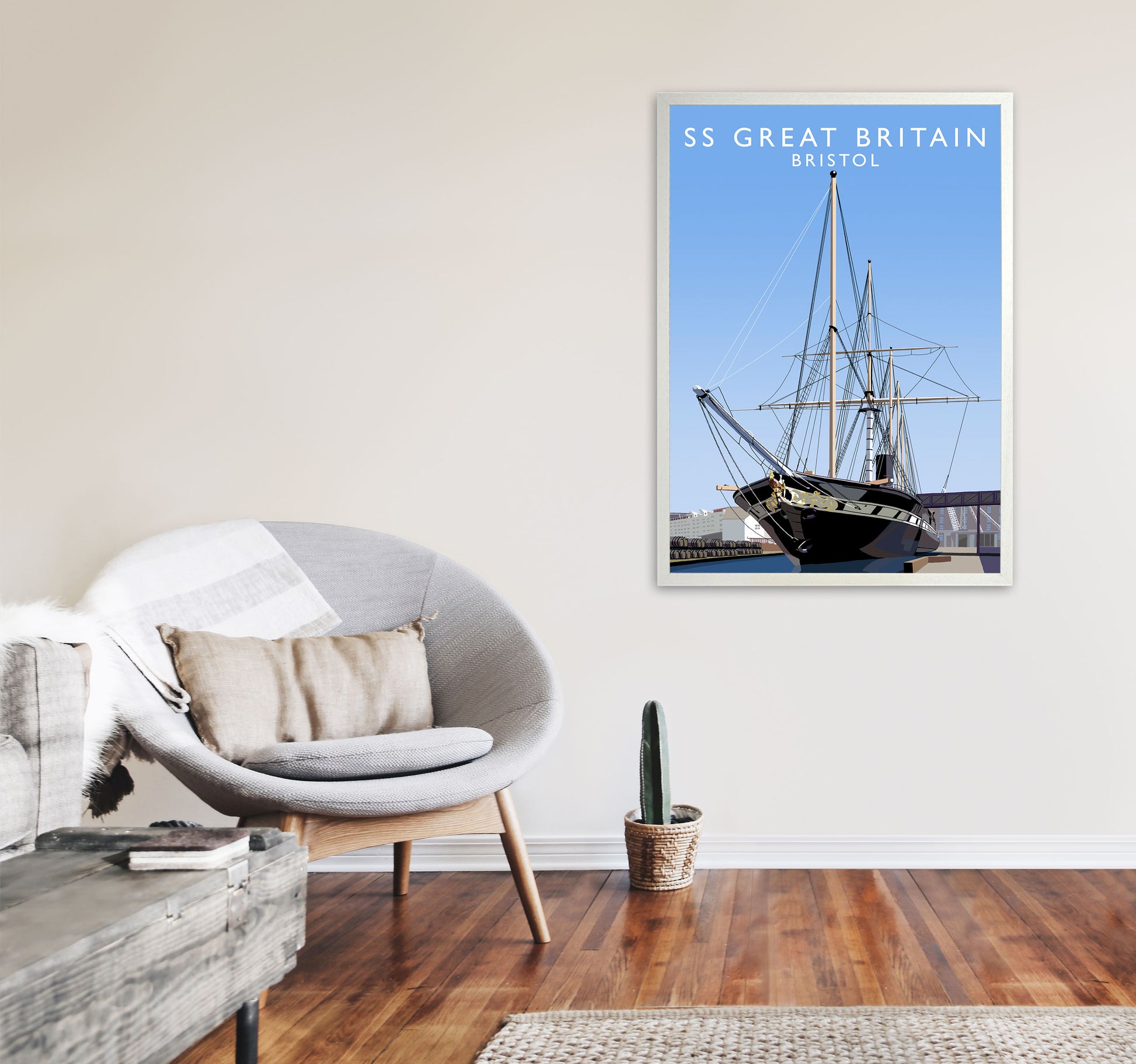 SS Great Britain Bristol Art Print by Richard O'Neill A1 Oak Frame