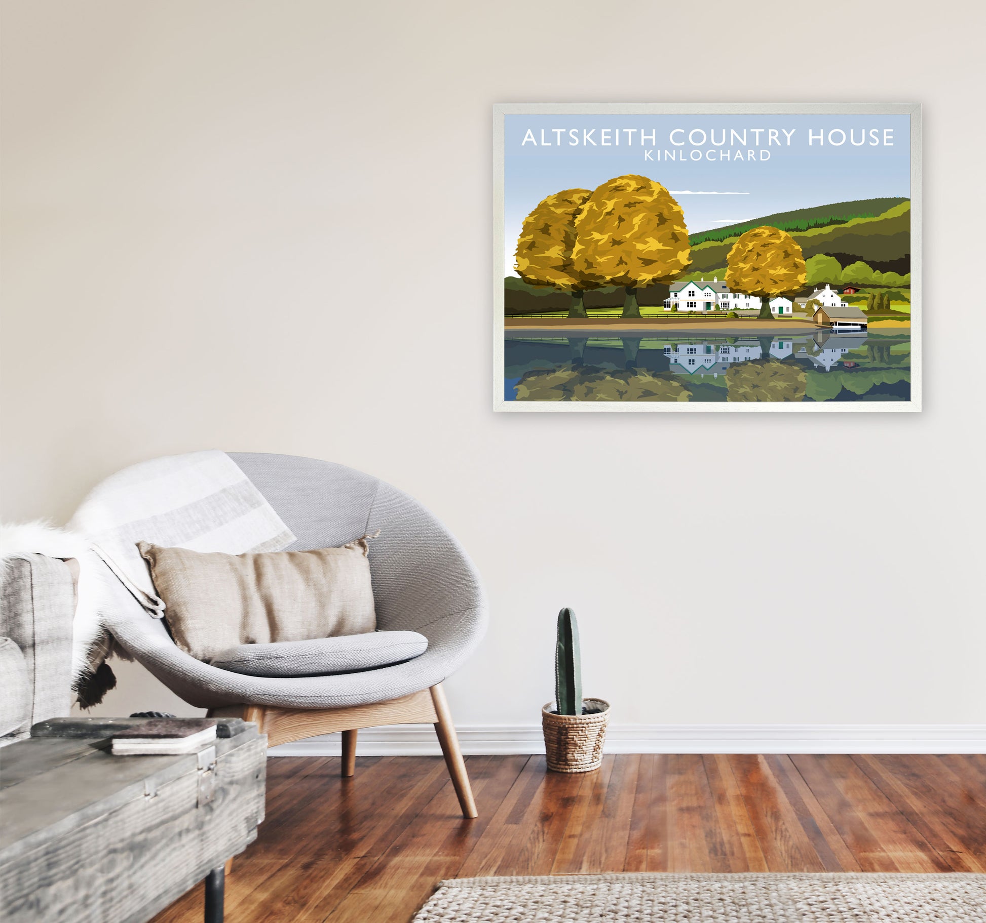 Altskeith Country House (Landscape) by Richard O'Neill A1 Oak Frame