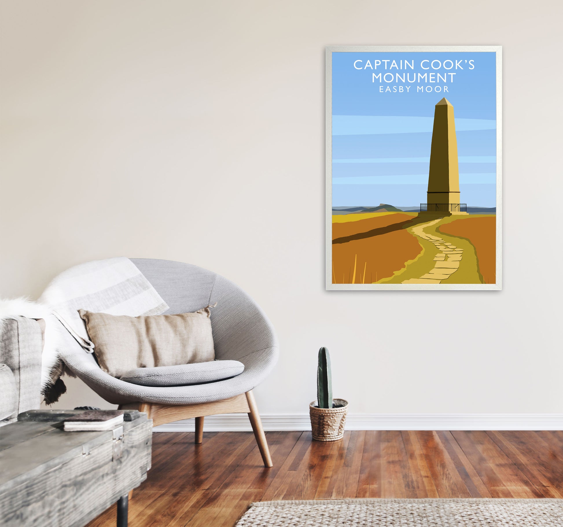 Captain Cooks Monument (Portrait) by Richard O'Neill A1 Oak Frame