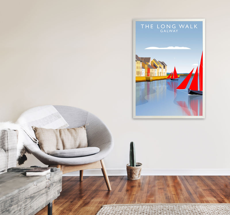 The Long Walk Galway Art Print by Richard O'Neill A1 Oak Frame