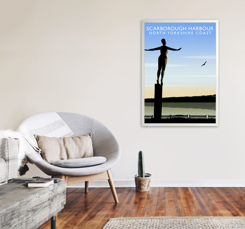 Scarborough Harbour (Portrait) by Richard O'Neill Yorkshire Art Print A1 Oak Frame