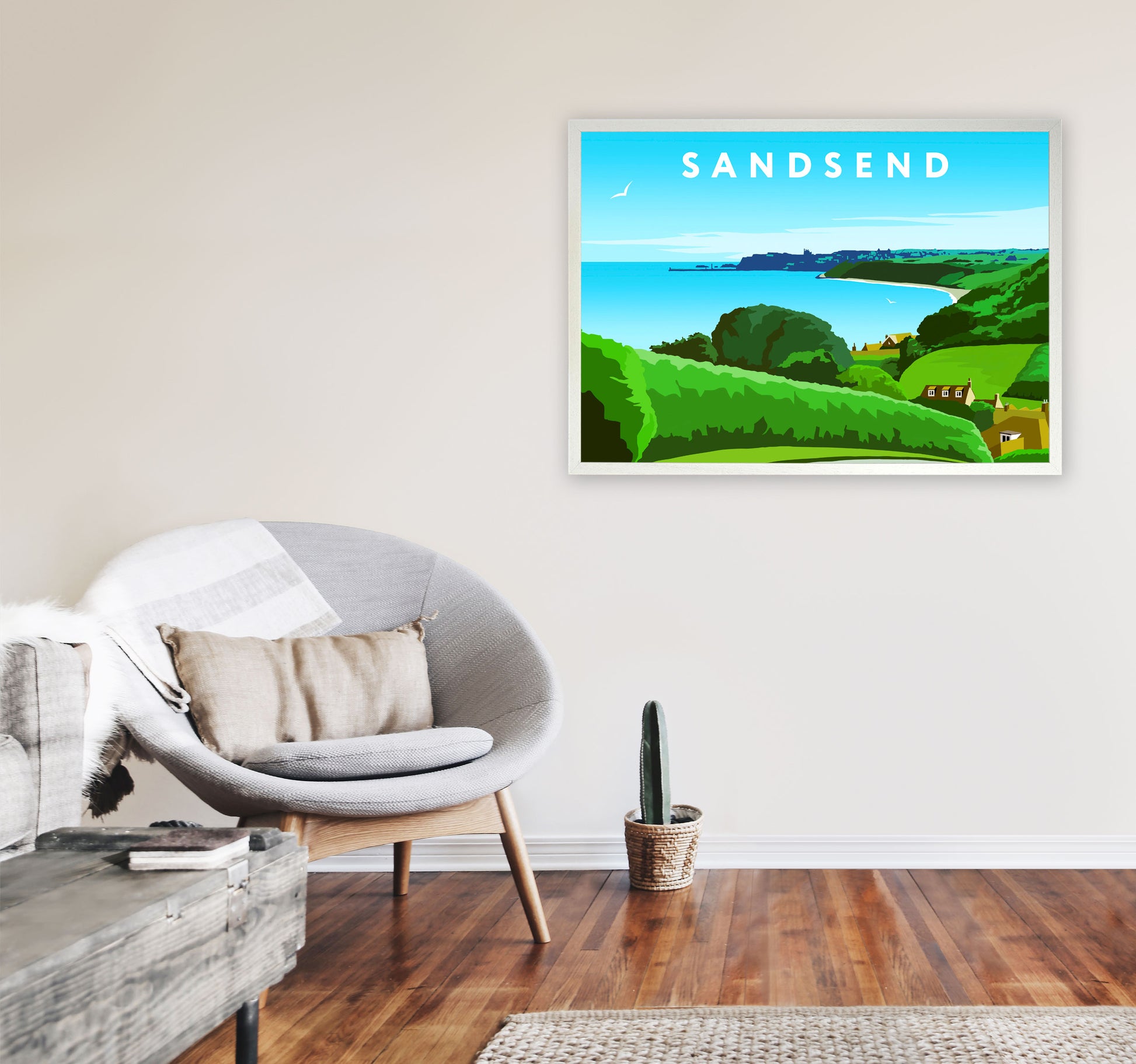 Sandsend Art Print by Richard O'Neill A1 Oak Frame