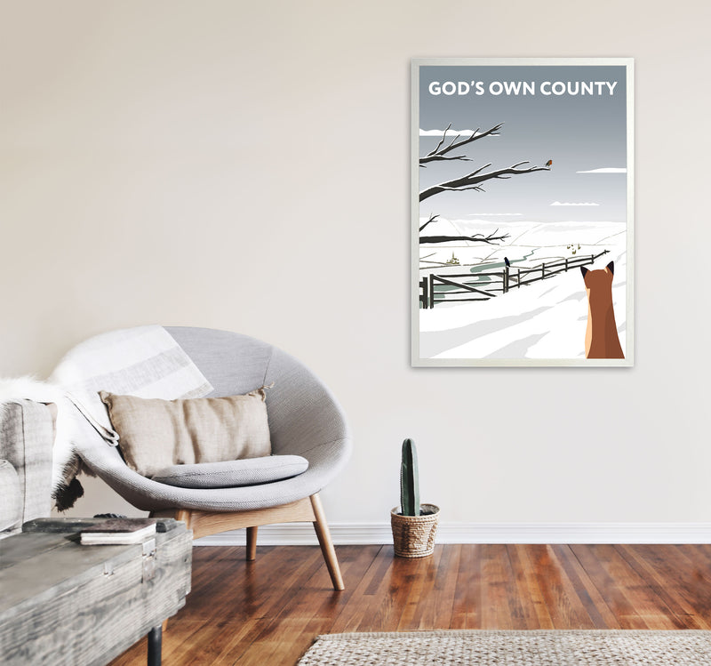 Gods Own County Snow Portrait by Richard O'Neill A1 Oak Frame