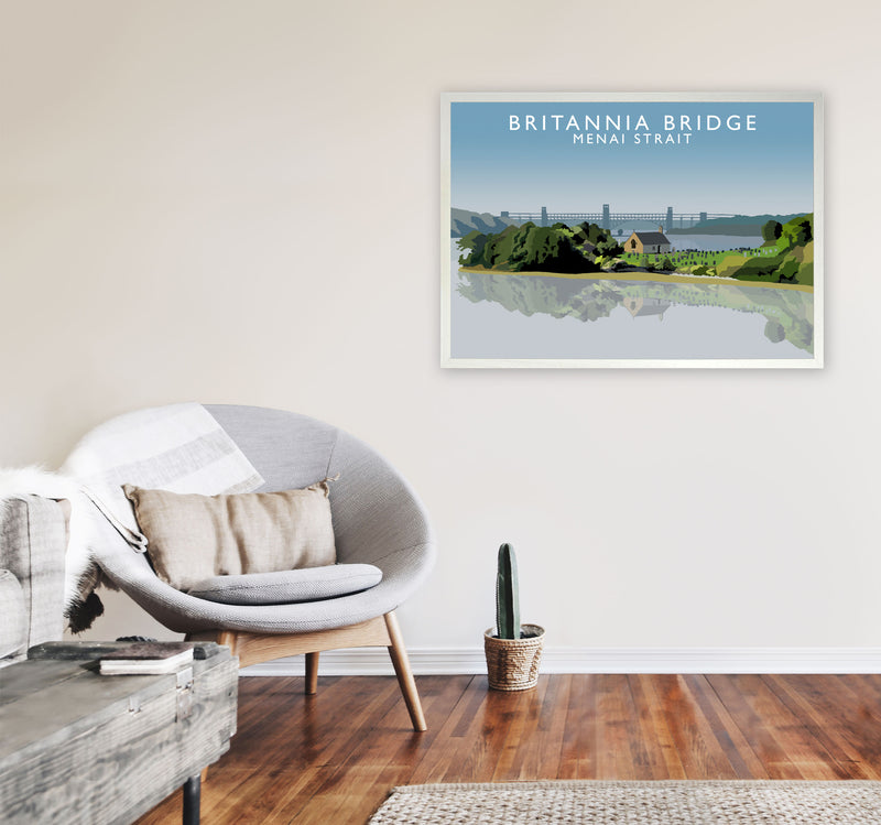 Britannia Bridge Art Print by Richard O'Neill A1 Oak Frame