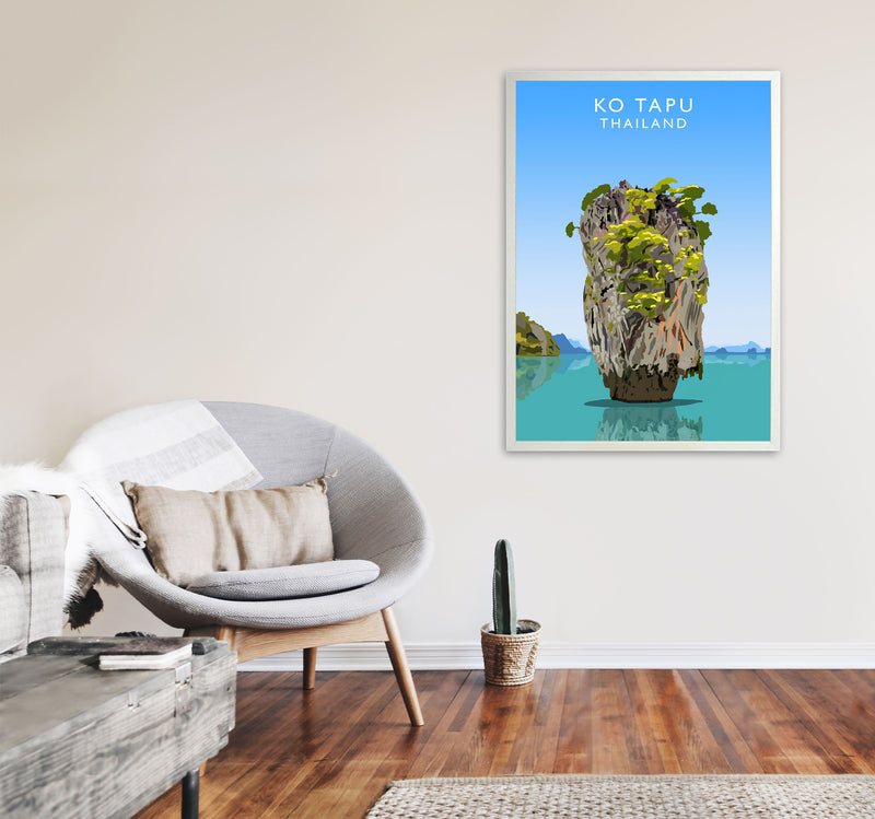 Ko Tapu Thailand Travel Art Print by Richard O'Neill, Framed Wall Art A1 Oak Frame