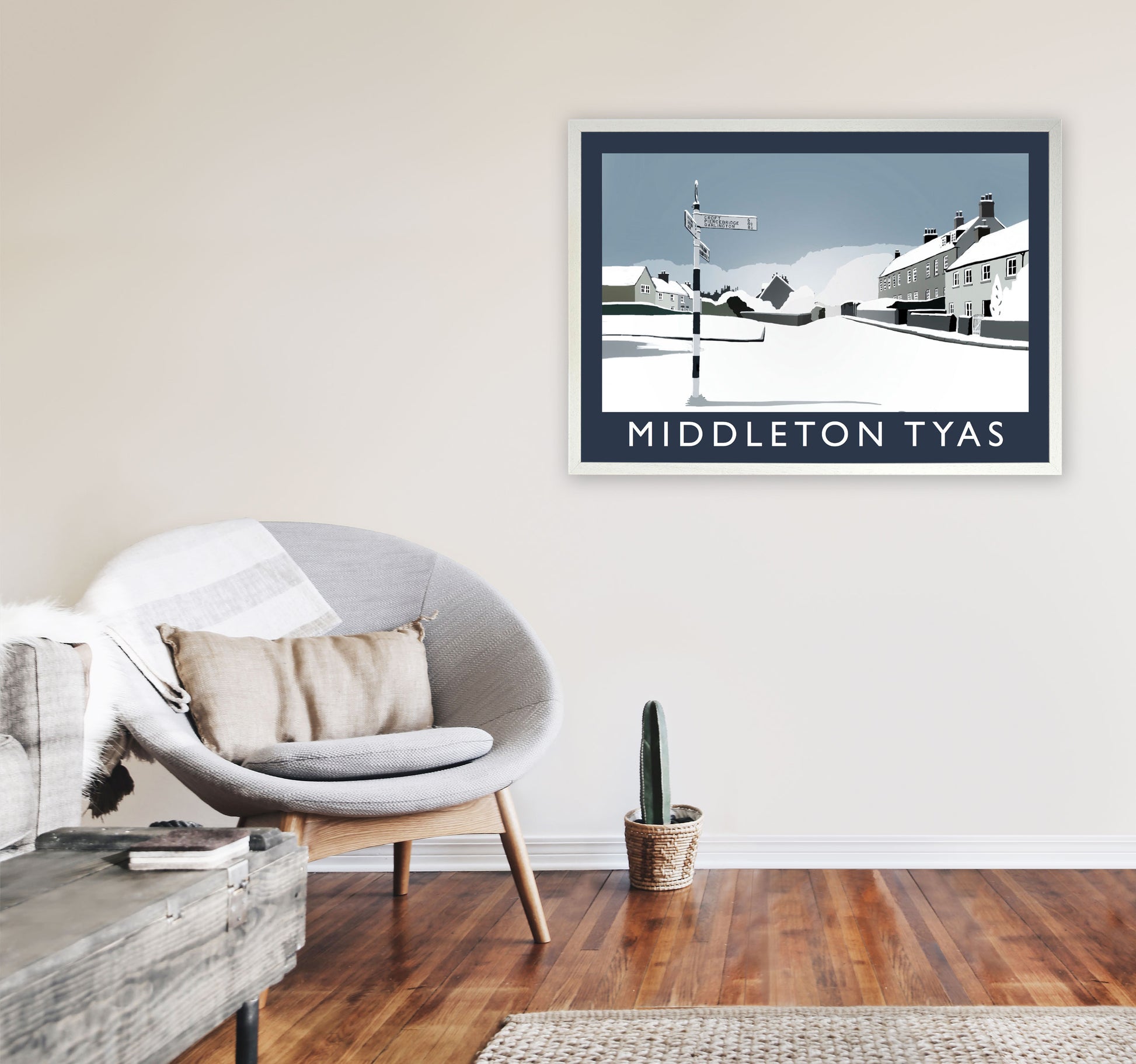 Middleton Tyas Travel Art Print by Richard O'Neill, Framed Wall Art A1 Oak Frame