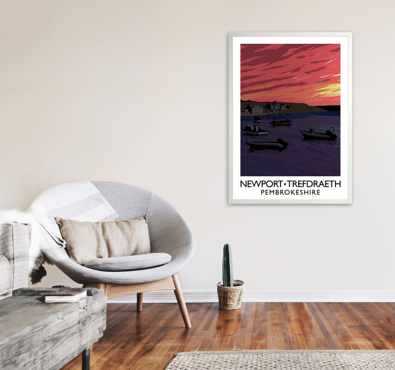 Newport Trefdraeth Pembrokeshire Travel Art Print by Richard O'Neill A1 Oak Frame