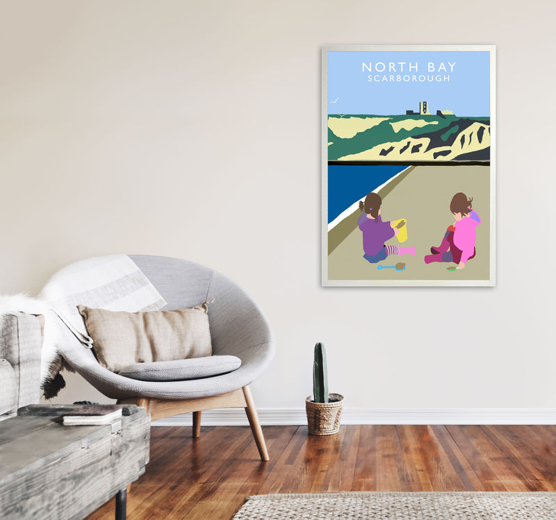 North Bay Scarborough Travel Art Print by Richard O'Neill, Framed Wall Art A1 Oak Frame