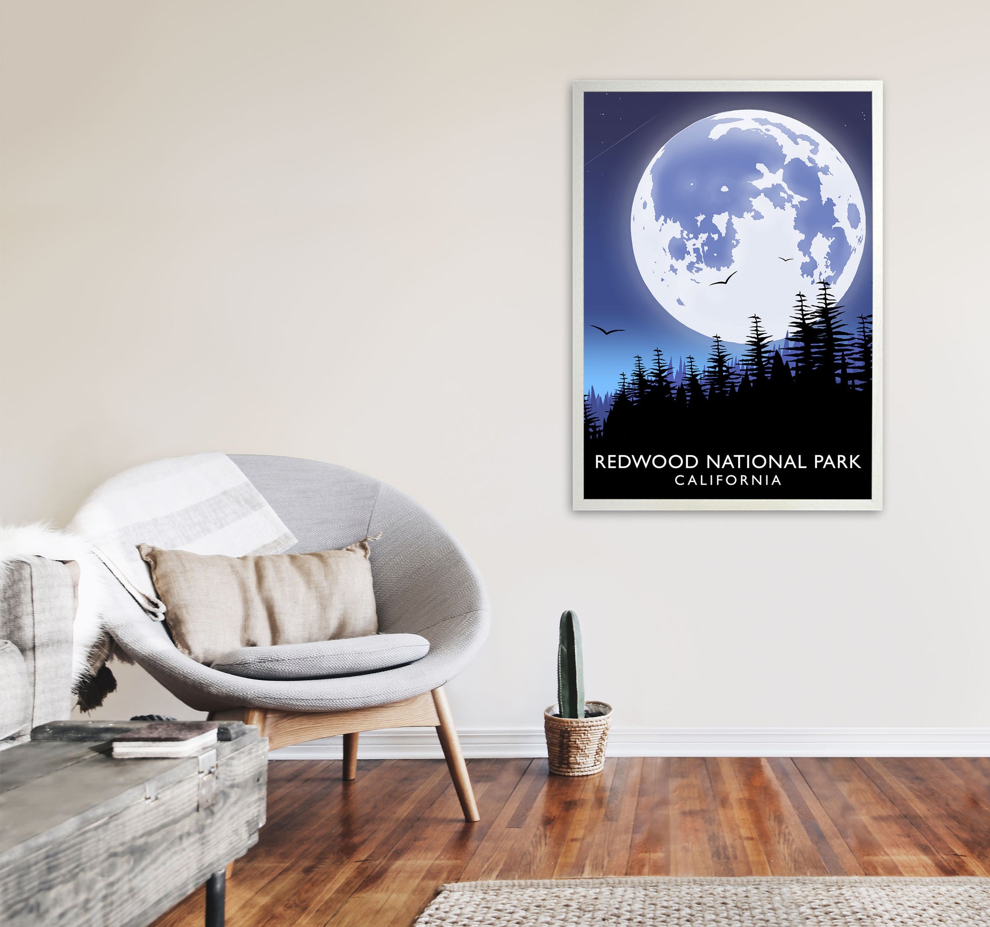 Redwood National Park California Travel Art Print by Richard O'Neill A1 Oak Frame